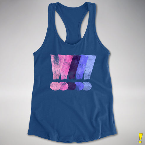 Distressed Omnisexual Pride Exclamation Points Racerback Tank - Royal